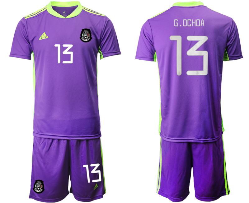 Men 2020-2021 Season National team Mexico goalkeeper purple #13 Soccer Jersey